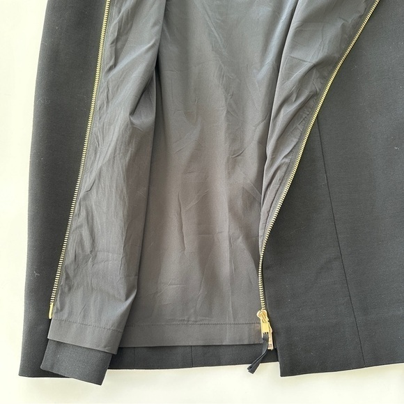 Pencil skirt with  exposed gold zipper at centre back, wool, lined, midi length - Picture 9 of 11